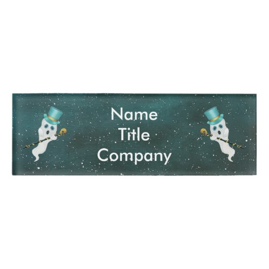 Blue Top Hats Canesのドレスアップ幽霊2つファンシー 名札 (正面)