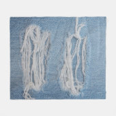 Blue torn denim jeans texture background. Stylish, フリースブランケット (正面(横))