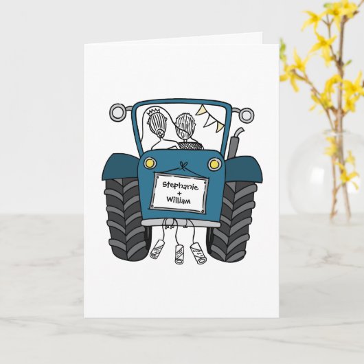 Blue Tractor Country Wedding カード (黄色い花)