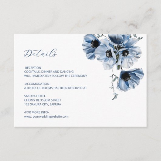 Blue Translarent Flower Details エンクロージャーカード (正面)