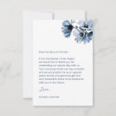Blue Transparent Flowers Wedding Thank You Card サンキューカード (裏面)
