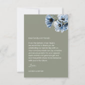 Blue Transparent Flowers Wedding Thank You Card サンキューカード (裏面)
