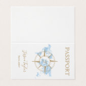 Blue Travel Agent Passport World Map写真の挿入 名刺 (外部フラット)