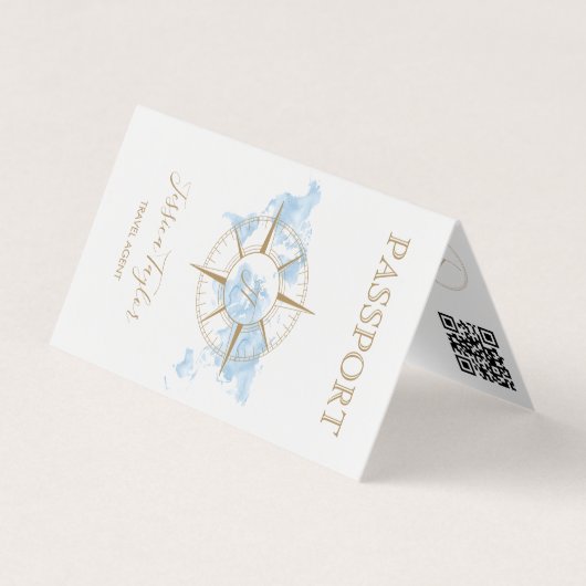 Blue Travel Agent Passport World Map写真の挿入 名刺 (正面)