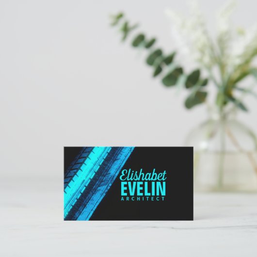 Blue Tread Paths on Black Canvas 名刺 (スタンド正面)