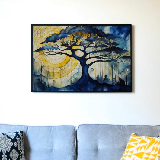 Blue Tree in Moonlight Decopageティッシュペーパー 薄葉紙