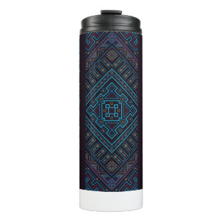 Blue Tribal Geometric Pattern Thermal Tumbler タンブラー