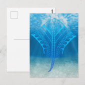 Blue Tribal Stingray ポストカード (正面/裏面)