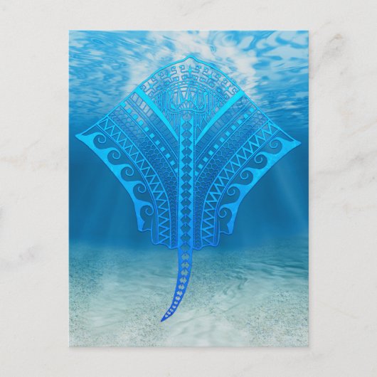 Blue Tribal Stingray ポストカード (正面)