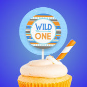 Blue Tribal Wild One 1st Birthday Stickers ラウンドシール
