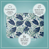 Blue Tropical Botanical Leaf Pattern – Elegant  バスマット