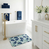 Blue Tropical Botanical Leaf Pattern – Elegant  バスマット
