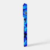 Blue Tropical Frangipani Flowers, Drinking Glass iPhoneケース (左側面)