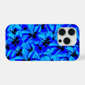 Blue Tropical Frangipani Flowers, Drinking Glass iPhoneケース (裏面横)