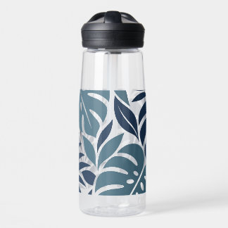 Blue Tropical Leaf Wrap Pattern ウォーターボトル