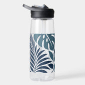 Blue Tropical Leaf Wrap Pattern ウォーターボトル (右面)
