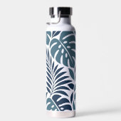 Blue Tropical Leaf Wrap Pattern ウォーターボトル (右面)