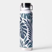 Blue Tropical Leaf Wrap Pattern ウォーターボトル (背面)