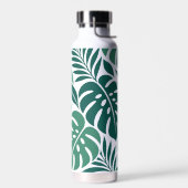 Blue Tropical Leaf Wrap Pattern ウォーターボトル (左面)