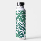 Blue Tropical Leaf Wrap Pattern ウォーターボトル (右面)