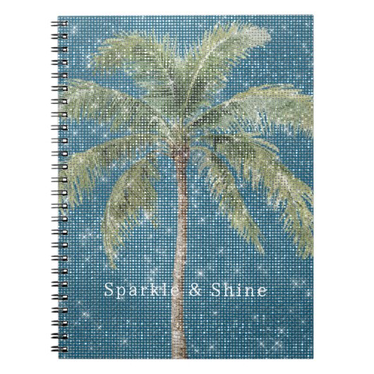 Blue Tropical Palm Tree Sparkle  ノートブック (正面)