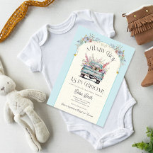 Blue Truck Baby in Bloom Baby Shower Invitation