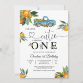 Blue Truck Citrus 1st Birthday Invitation 招待状 (正面)