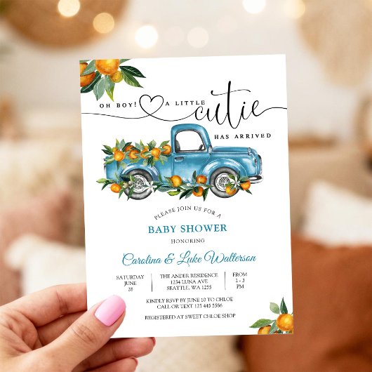 Blue Truck Citrus Baby Shower Invitation 招待状