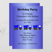 Blue Truck Design Boy's Birthday Party 招待状 (正面/裏面)