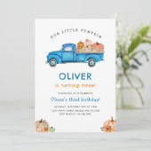 Blue Truck & Pumpkin Fall Farm Birthday 招待状 (スタンド正面)