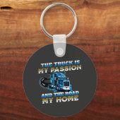 Blue Truck Speed Road Passion Home Driver Design キーホルダー (正面)