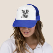 Blue Trucker Hat with Dragon Design - Black and Wh キャップ (インサイチュ)