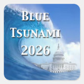 Blue Tsunami Election 2026 スクエアシール (正面)