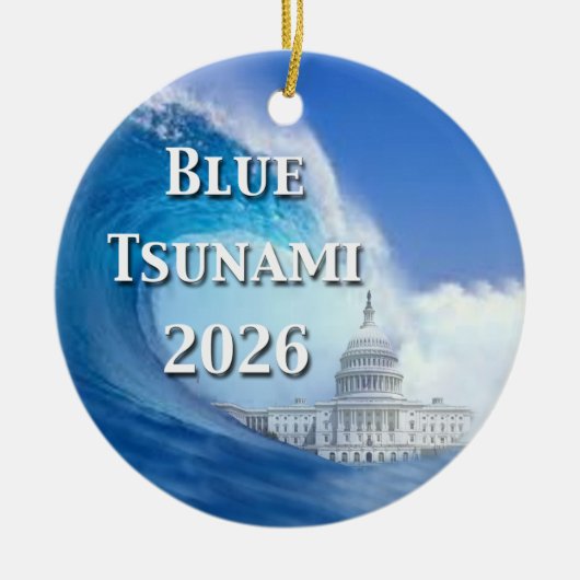 Blue Tsunami Election 2026 セラミックオーナメント (正面)