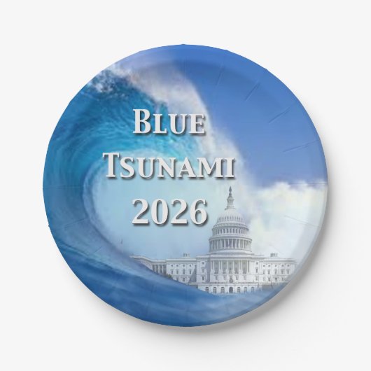 Blue Tsunami Election 2026 ペーパープレート (正面)
