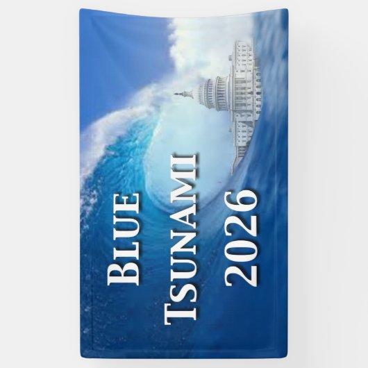 Blue Tsunami Election 2026 横断幕 (縦)