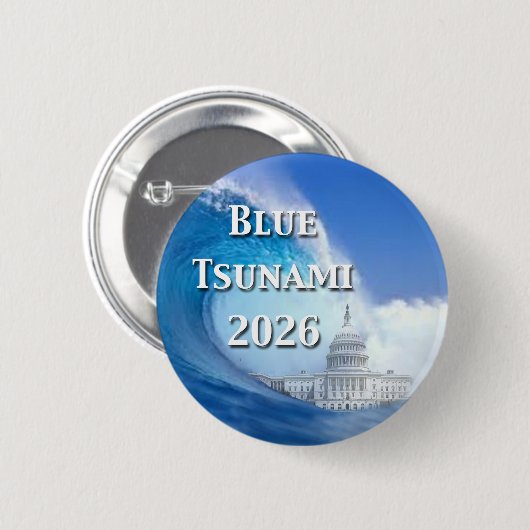 Blue Tsunami Election 2026 缶バッジ (正面&裏面)