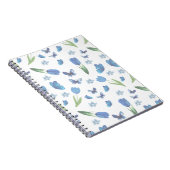 Blue Tulip and Butterfly Seamless Pattern ノートブック (右側)