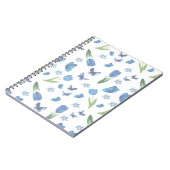Blue Tulip and Butterfly Seamless Pattern ノートブック (左側)