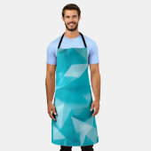 Blue, turquoise background with crystals, triangle エプロン (着用した状態)