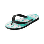 Blue Turquoise Coastal Seahorses Stripes キッズビーチサンダル (アングル)