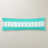 Blue Turquoise Coastal Seahorses Stripes ボディピロー (裏面)