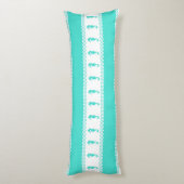 Blue Turquoise Coastal Seahorses Stripes ボディピロー (裏面 (縦))