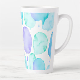 Blue Turquoise Watercolor Droplet Pattern カフェラテマグ