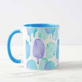 Blue Turquoise Watercolor Droplet Pattern マグカップ (左)
