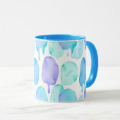 Blue Turquoise Watercolor Droplet Pattern マグカップ (正面右)