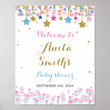 Blue Twinkle Twinkle赤ちゃんシャワー歓迎サイン