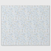 Blue Twinkling Stars Holiday Giftwrap ラッピングペーパー (フラット)
