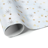 Blue Twinkling Stars Holiday Giftwrap ラッピングペーパー (ロールコーナー)