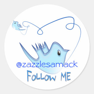 Blue Twitter Bird 後を追 Me ラウンドシール